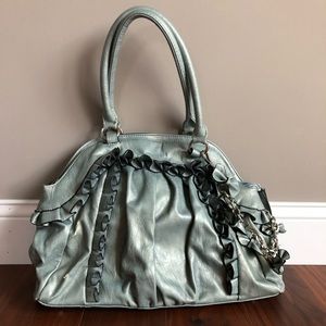 Pewter Faux Leather Ruffled Tote LAST CHANCE! Donating!